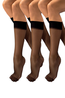 Vivisence Women's Knee-High Socks 3-Pack 20 DEN Soft And Comfortable Design With Reinforced Toe Area And Wide Ribbing Without Pressing Ideal For Everyday Wear, nero