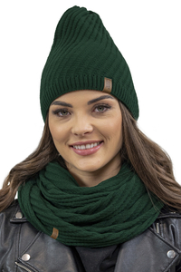 Vivisence Bonnet Et Cache Cou Femme Pour L'automne et L'hiver Ensemble Chaud Et Élégant Tricoté Avec Pompon Fourrure Doux Et Confortable Pour Activités Quotidiennes Et Plein Air 7017Kmpl, vert