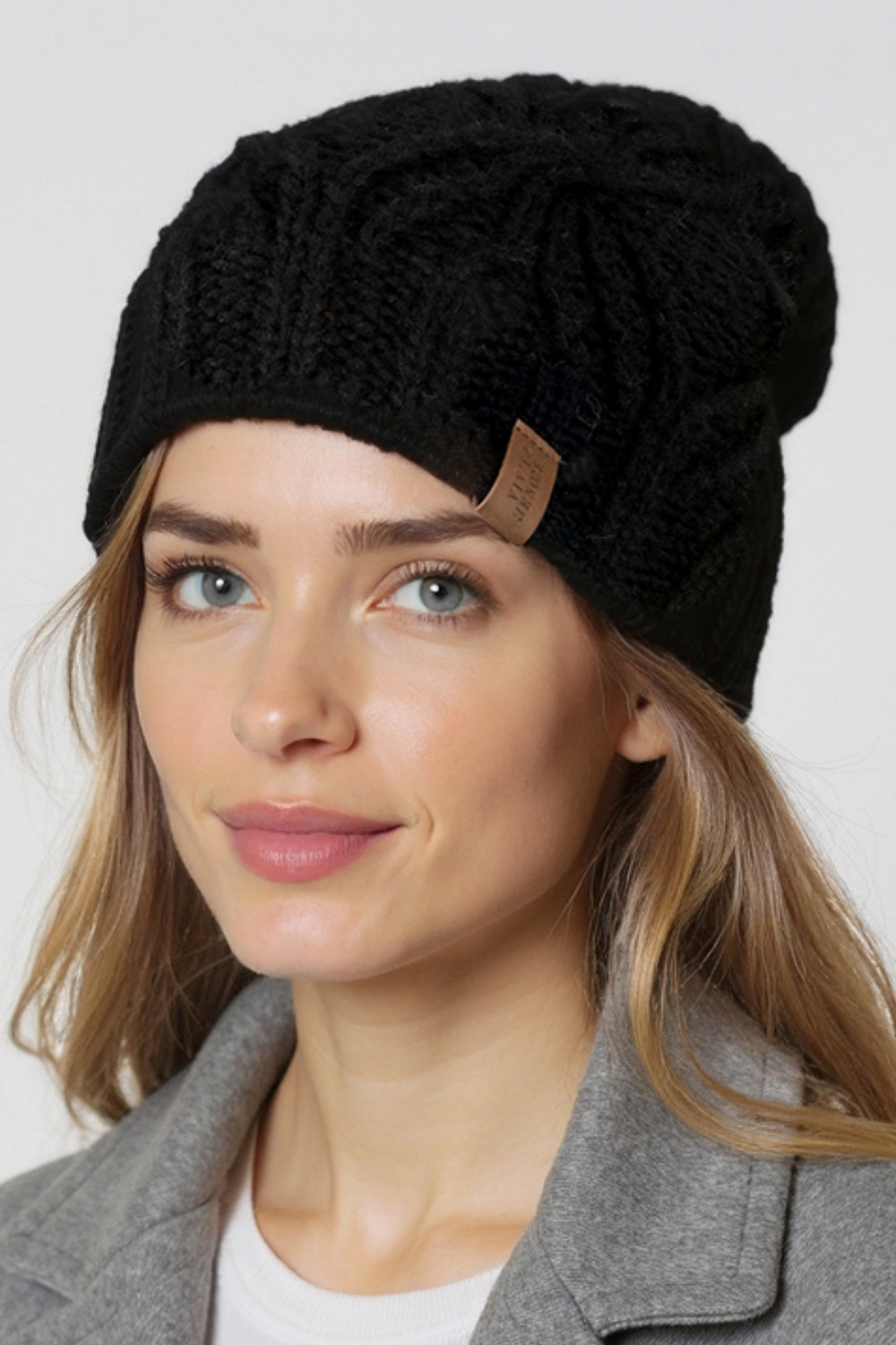 Vivisence Women Winter Hat Lambswool Cotton Knit Warm Fit For Cold Days, Black