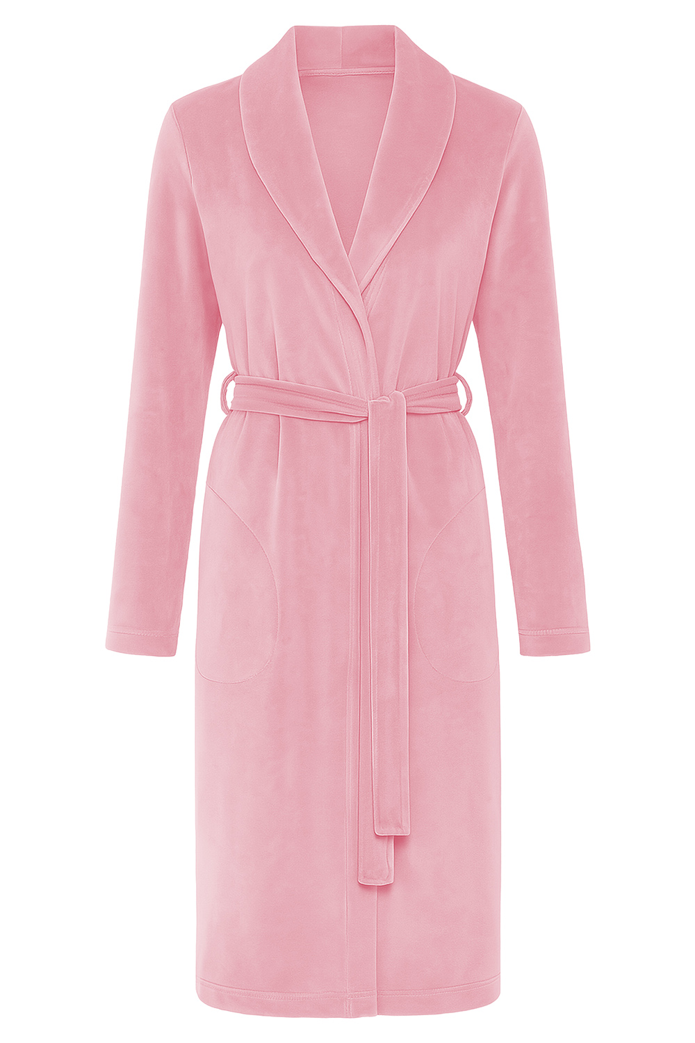 Vivisence Peignoir Femme Long Ceinture Poches Doux Classique Maison 5022, rose