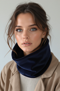 Vivisence Women Winter Snood Scarf Soft Knit Cozy Everyday Warmth For Cold Days, dark blue