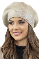 Vivisence Béret Femme Avec Appliqué En Zirkonia Idéal Pour Les Jours Froids 7051, beige