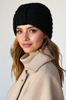 Vivisence Femme Bonnet Hiver Maille Merinos et Coton Ajusté Chaleur Confort, noir