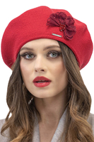 Vivisence Béret Femme Avec Appliqué Floral En Fil Idéal Pour Les Journées 7036, rouge