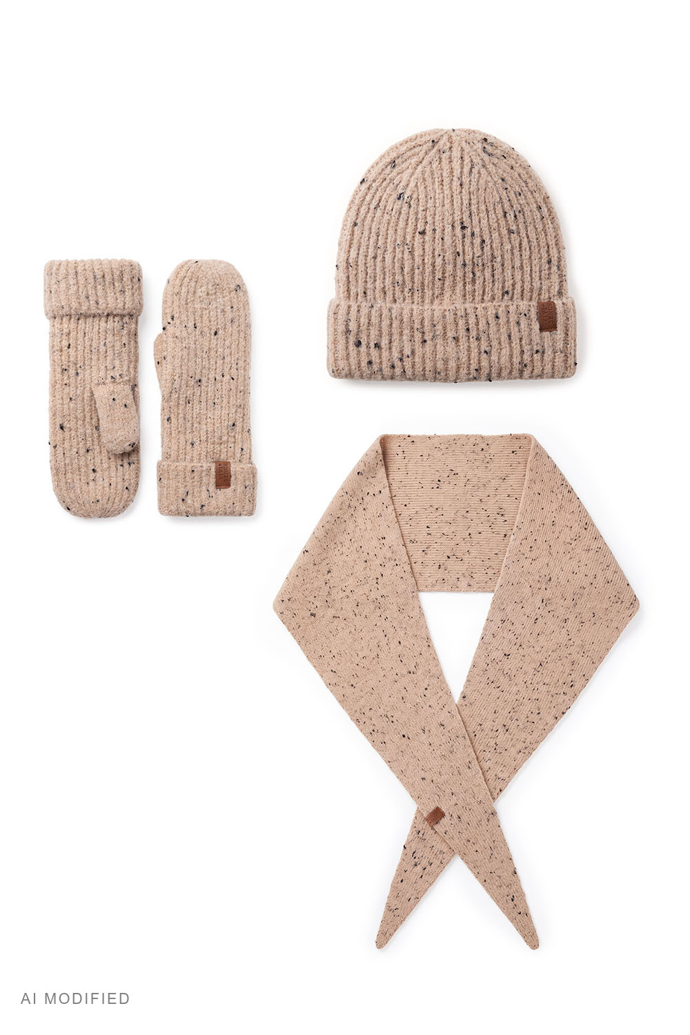 Vivisence Damen Winterset Mütze Schal Handschuhe warm, karamellfarben