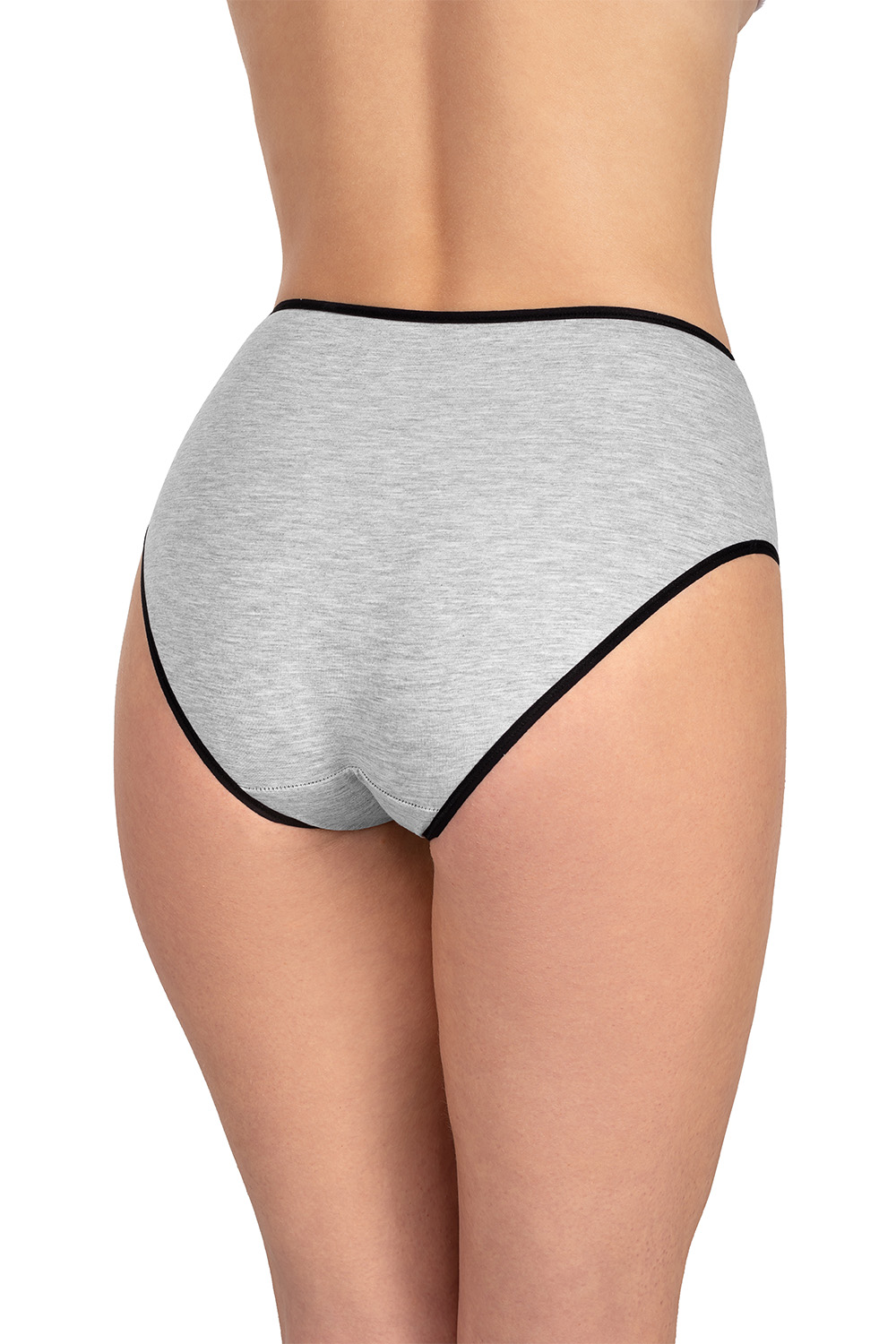 Vivisence Woman Briefs Cotton Smooth High Waist Underwear 4017 3-Pack, black elastic: grey/graphite/grey