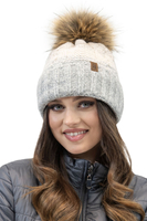 Vivisence Damen Bommelmütze Winter Fleecefutter Bommel Perfekte Passform 70101, hellgrau