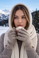 Vivisence Knitted Women's Gloves Wool Five-Finger Thermal, beige