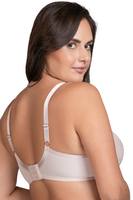 Vivisence Soutien-Gorge Femme Non Rembourré à Armatures Dentelle Florale Jacquard Gasa Bandes Déco Bretelles Réglables Sexy Élégant Lingerie Quotidienne, beige