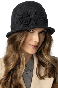 Vivisence Elegant Women's Winter Hat with Unique Hand-Embroidered Floral Design Perfect Fit No Static Hair Stylish Accessory Stylish Ideal For Winter And Autumn Weather, Grey