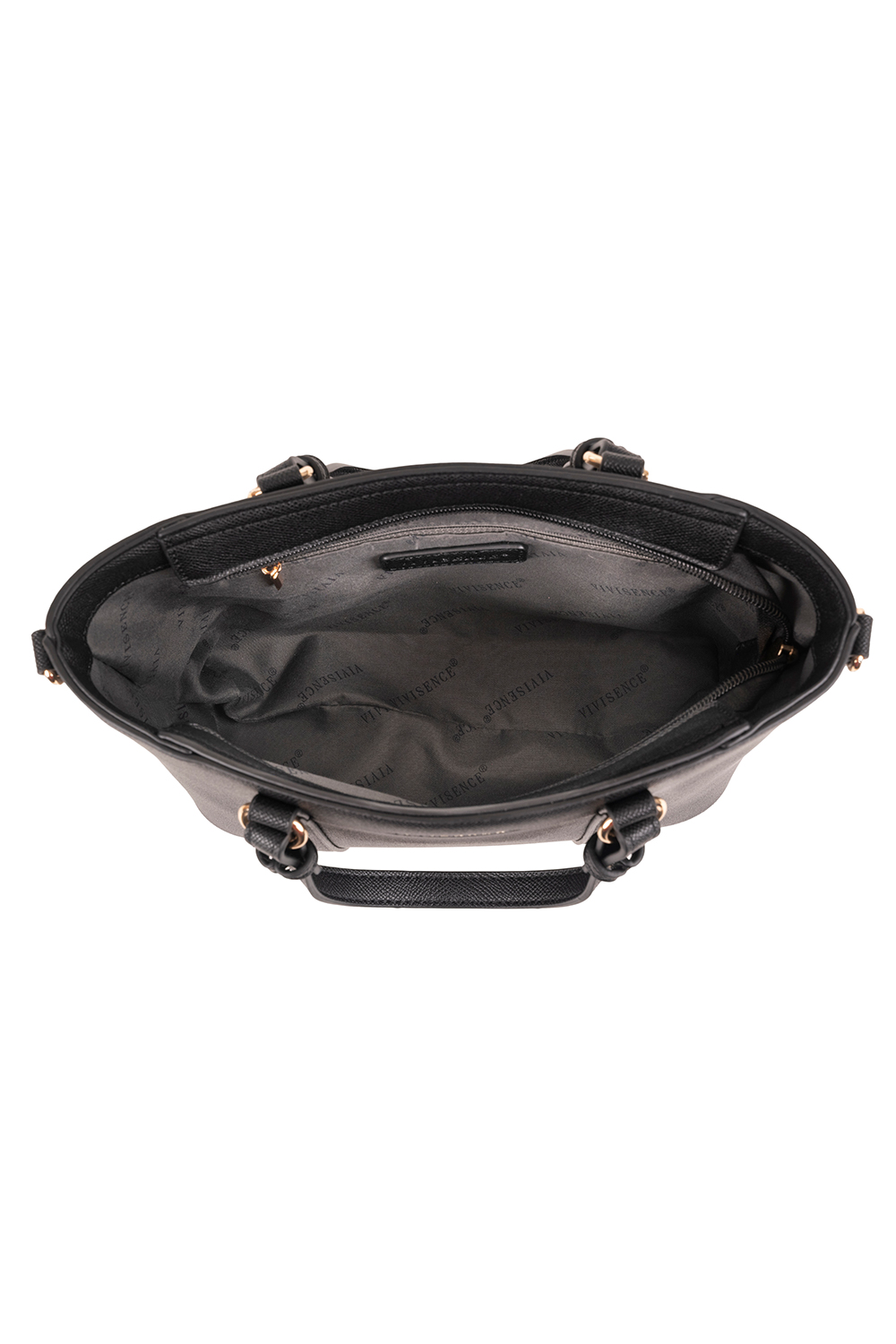 Vivisence Damen Schultertasche mit Reißverschluss Verstellbarer Riemen, Schwarz