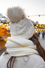 Vivisence Loop Schal Strick Zweimal Gefaltet Ideal Wärm Für Wintertage 7103, ecru