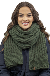 Vivisence Knitted Classic Scarf For Women Soft And Warm Everyday Look 7016S, green