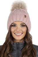 Vivisence Damen Bommelmütze Und Loop-Schal Mit Bommel Ideal Für Wintertage 7014, rosa
