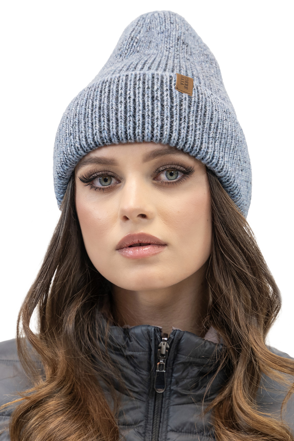 Vivisence Bonnet Femme Hiver Tricoté Bicolore En Fil Chaud Pour L’Automne 7098, bleu