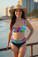 Vivisence Soutien Gorge De Bain Femme Balconnet Avec Armatures Et Coques Rembourrées Bretelles Amovibles Fermeture Dos Maintien Galbant Résistant Piscine Été, tropicale