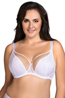 Vivisence Non-Padded Bra Soft Mesh Elegant Bra Upper Cups Smooth Lower Cups Adjustable Straps Supportive Wires for a Feminine Look and Optimal Comfort, White