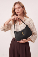 Vivisence Umhängetasche Damen Polyurethan Bagettetasche Schulter, schwarz
