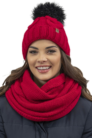Vivisence Winter Hat With Pom Pom For Women Warm Ideal For Cold Days 7014, red