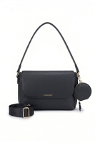 Vivisence Women Shoulder Bag With Pouch Zip Closure Adjustable Strap For Easy Carry, Black