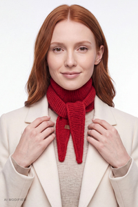 Vivisence women's wool scarf versatile ties comfort cold days, red