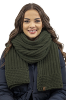 Vivisence Stylish Winter Set Including Warm Hat With Pompom And Matching Scarf Made From Warm And Soft Fleece-Lined Fabric Ideal For Cold Winter Days, green