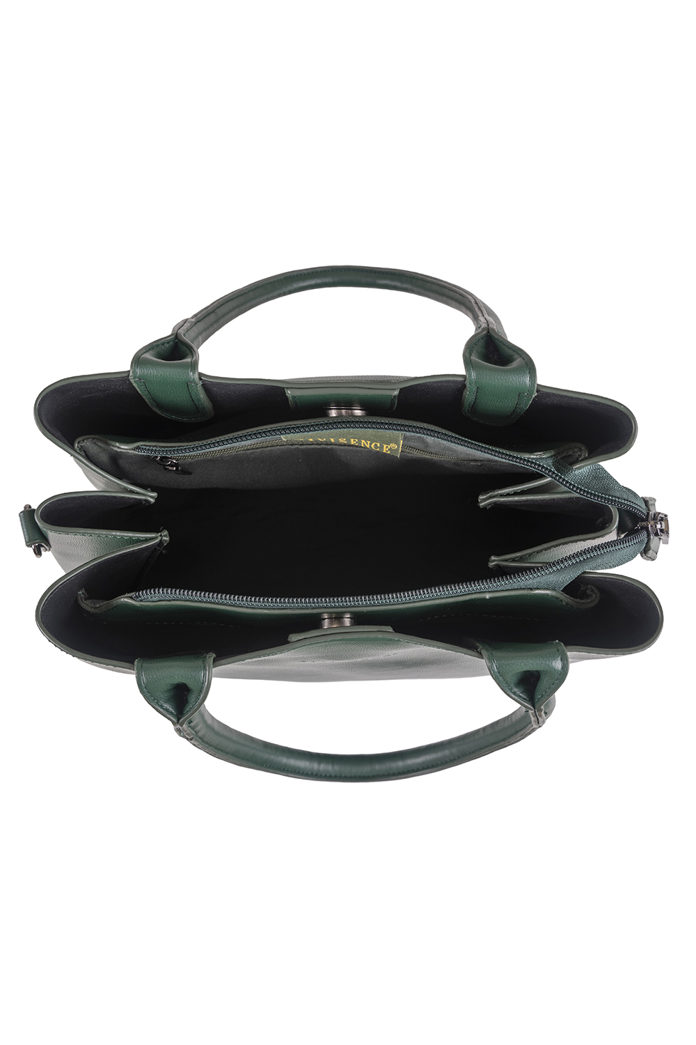 Vivisence Women's Tote Bag Triple Compartment Magnetic Closure, green