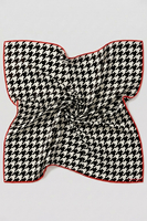 Vivisence Foulard Femme en Soie Naturelle, Carré de Soie 14 Momme, Bords Roulottés à la Main, Motif Pied-de-poule Noir/Blanc, Noir/Blanc/Pied-de-poule