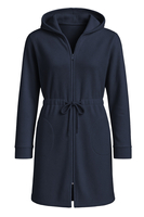 Vivisence Women's Robe Cotton with Zipper Warm Fabric Perfect for Evening Spa 5012, dark blue