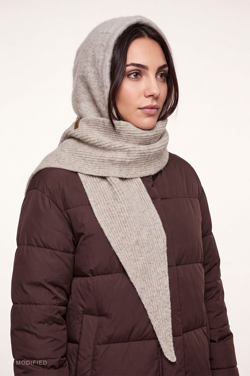 Vivisence Women Balaclava Front Tie Perfect Fit, beige