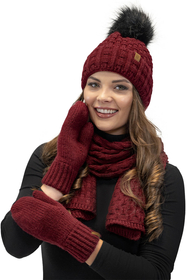 Vivisence Women's Winter Mittens Comfort On Cold Days 7015, maroon