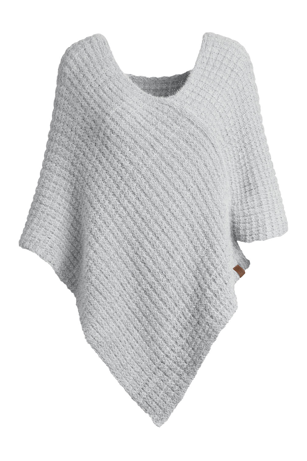 Vivisence Damen Strickponcho Asymmetrischer Schnitt Wärmender Komfort, Grau