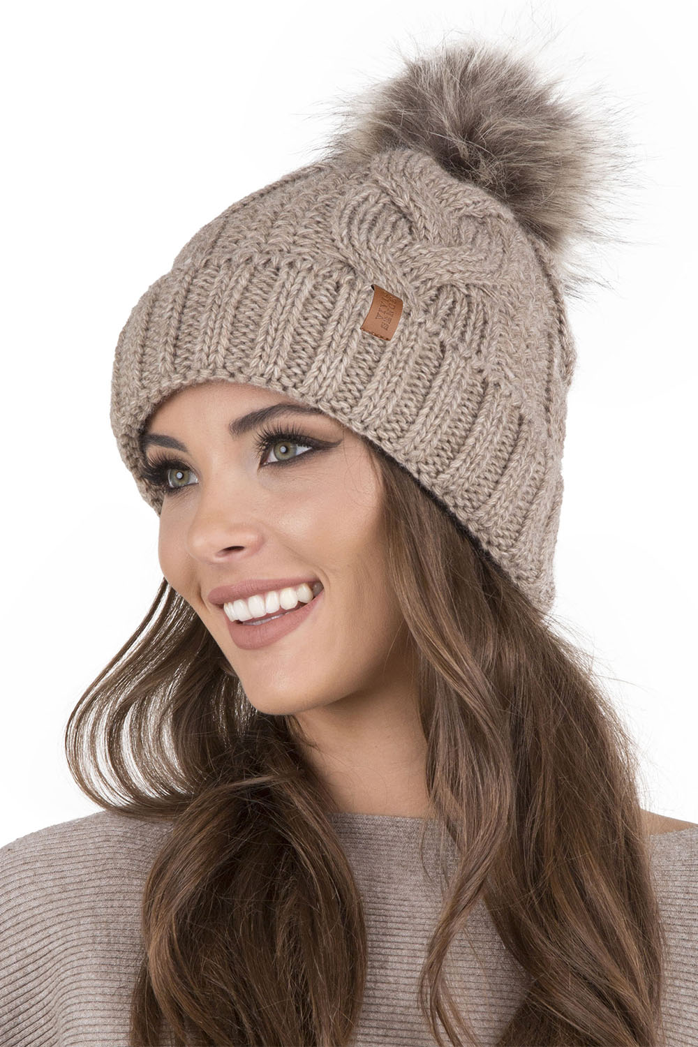 Vivisence Women Winter Hat Scarf And Gloves Set Soft Fleece Lining Cozy Warmth, beige