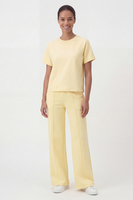 Vivisence Women’s Short Sleeve T Shirt, Soft Cotton Blend Crew Neck Top, Plain Fitted Basic Tee, banana
