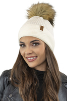 Vivisence Elegantes Damen Winter Set Aus Mütze Und Schal Mit Bommel Aus Warmem Garn Für Frauen Antistatische Perfekte Passform Für Elegante Und Sportliche Outfits, ecru