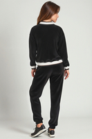 Vivisence Women Tracksuit Velour Set Ribbed Cuffs Comfortable Loungewear 9201, Black