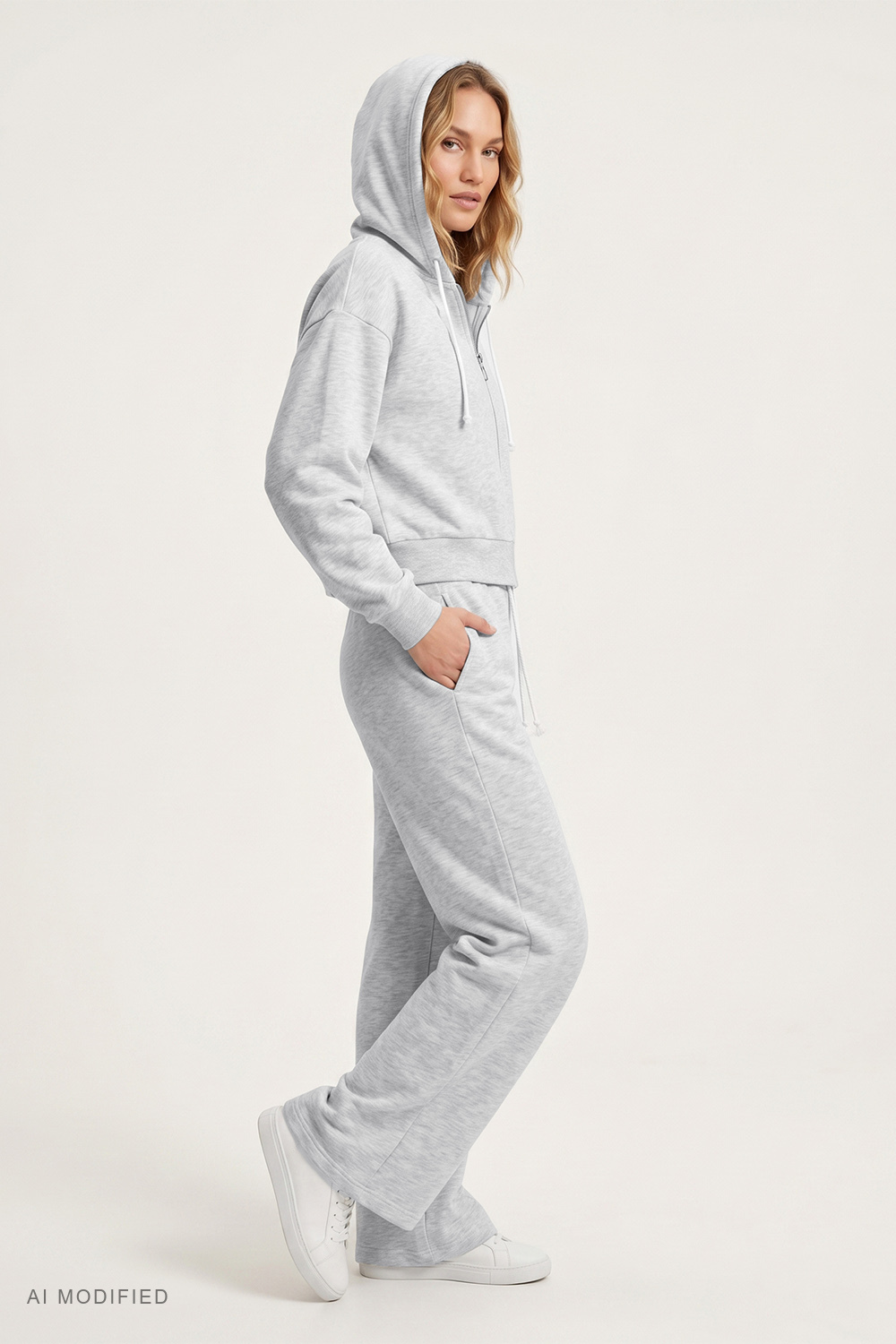 Vivisence Damen Jogginganzug Jacke Mit Reißverschluss für Komfort und Taschen, Grau