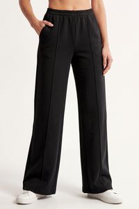 Vivisence Femme Pantalon De Survêtement Pli Devant Taille Élastique Confort, noir