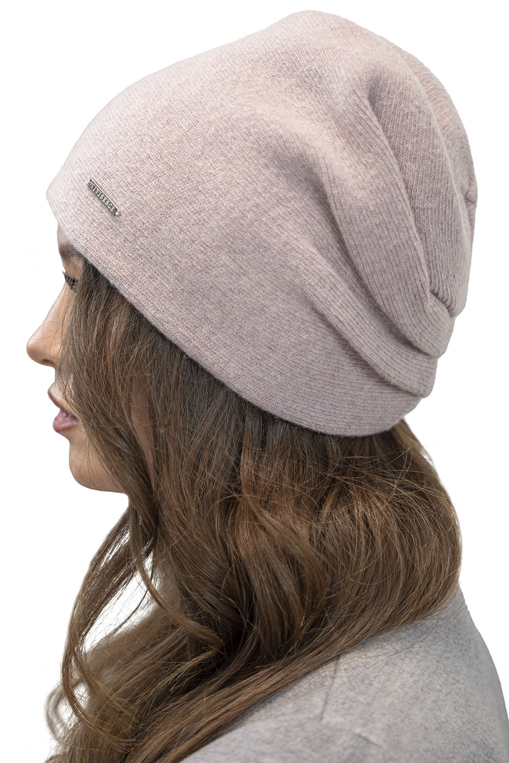 Vivisence Women's Hat Wool Pleated Fleece Lined Comfortable Everyday Winter 7085, powder pink