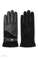 Vivisence Gants femme laine cuir finition élégante gants hiver femme, noir