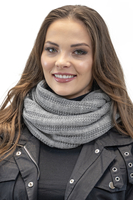 Vivisence Fashionable Winter Set For Women Hat With Pom-Pom And Matching Chimney Made Of Warm Yarn With Trendy Weave Soft Fleece Lining Perfect For Cold Winter Days, light grey