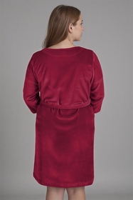 Vivisence Femme Robe de Chambre Coton Fermeture Éclair Confort à la Maison 5011, rubis