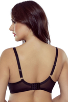 Vivisence Soft Bra Elegant Non-Padded Bra with Floral Lace Adjustable Straps Delicate Mesh Vertical Boning and Elastic Mesh Back for Perfect Fit and Comfort, black-green