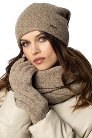 Vivisence Women's Winter Set Including Hat Scarf And Gloves With Perfect Fit Design Warm And Soft Woolen Yarn Insulated Lining Ideal For Cold Winter And Autumn Days, beige melange