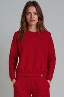 Vivisence Womens Sweatshirt Cotton Long Sleeve Everyday Loungewear 9004, red