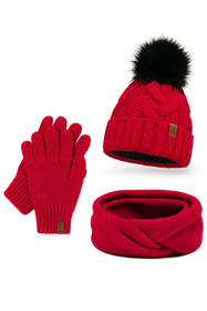 Vivisence Ensemble Hiver Chapeau Comin Gants Pour Confort Quotidien, rouge