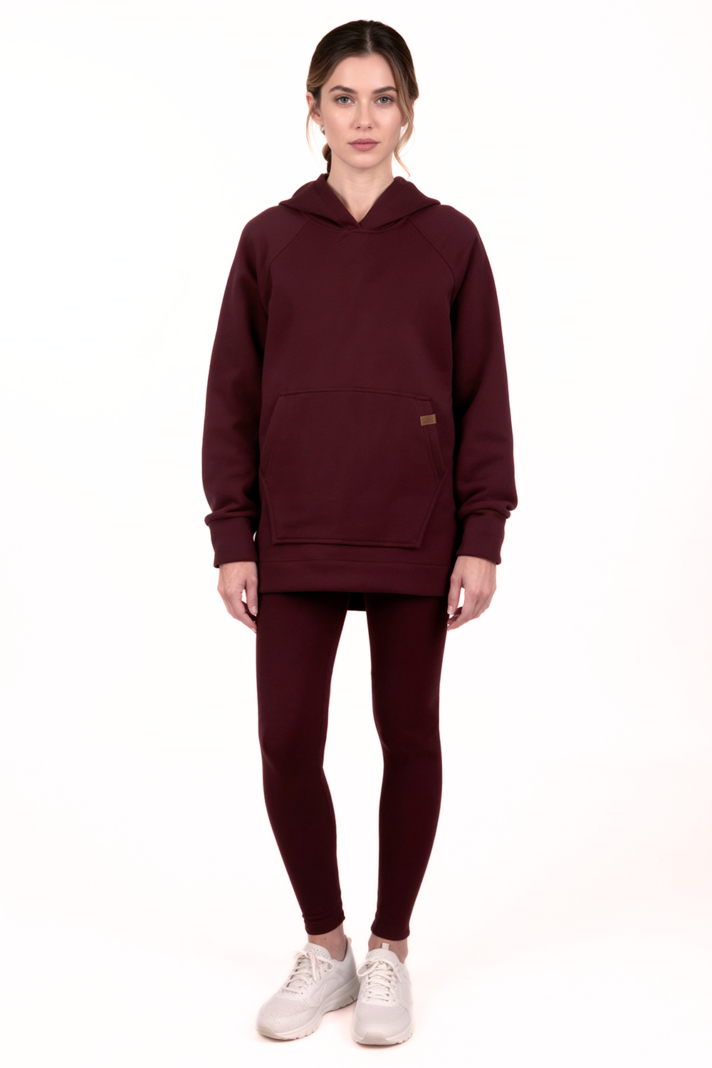 Vivisence Women Loungewear Set Hoodie and Leggings Cotton Blend Comfort Daily, maroon