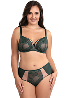 Vivisence Cullote Slip Classique Taille Haute En Microfibre Et Dentelle Confortable Élégant Avec Inserts Délicats Parfait Pour Un Ensemble Et Raffiné 1004W, vert