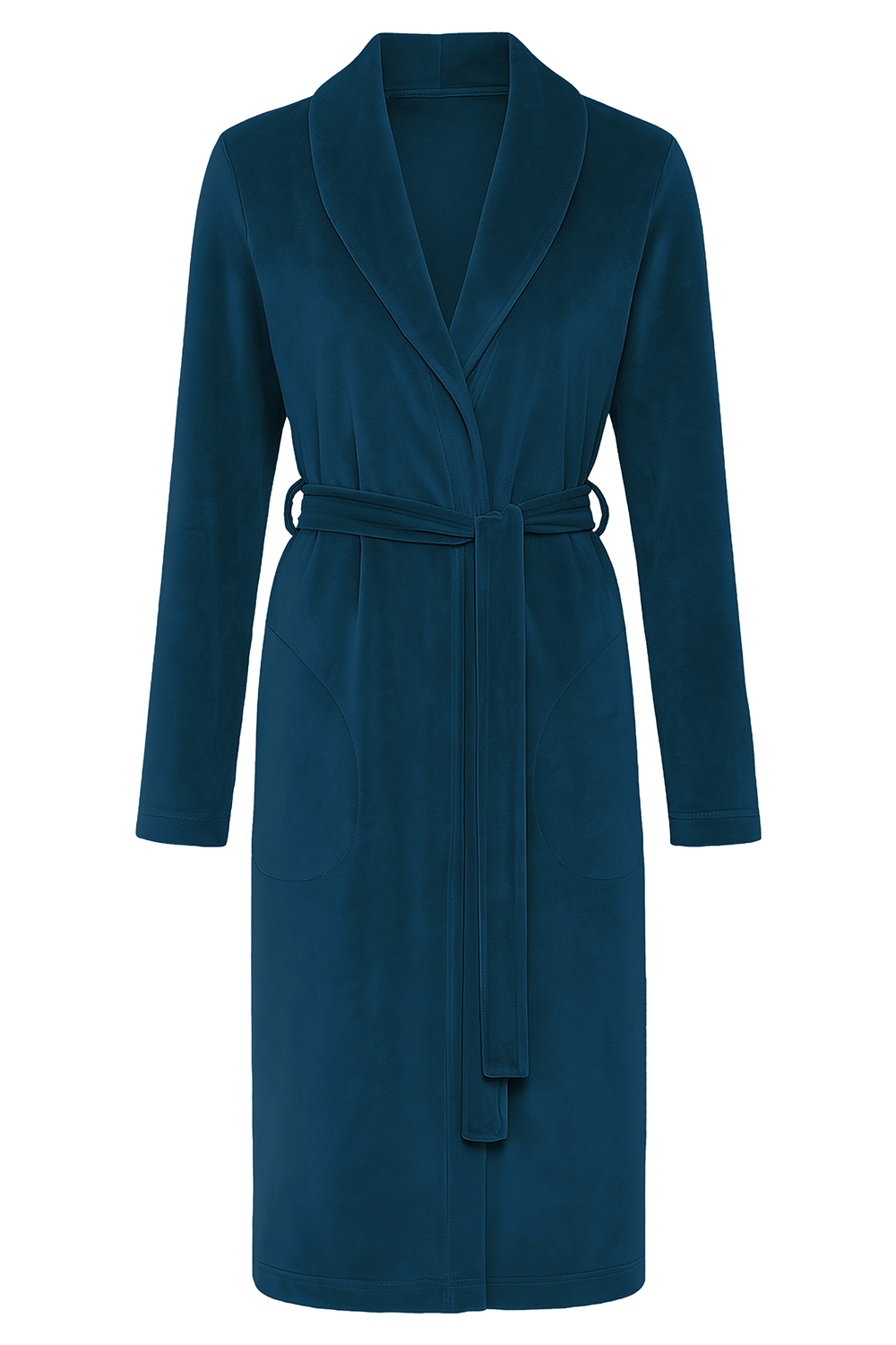Vivisence Robe Cotton Belted Pockets Double-Sided Soft Cozy Daily Use 5022, dark turquoise