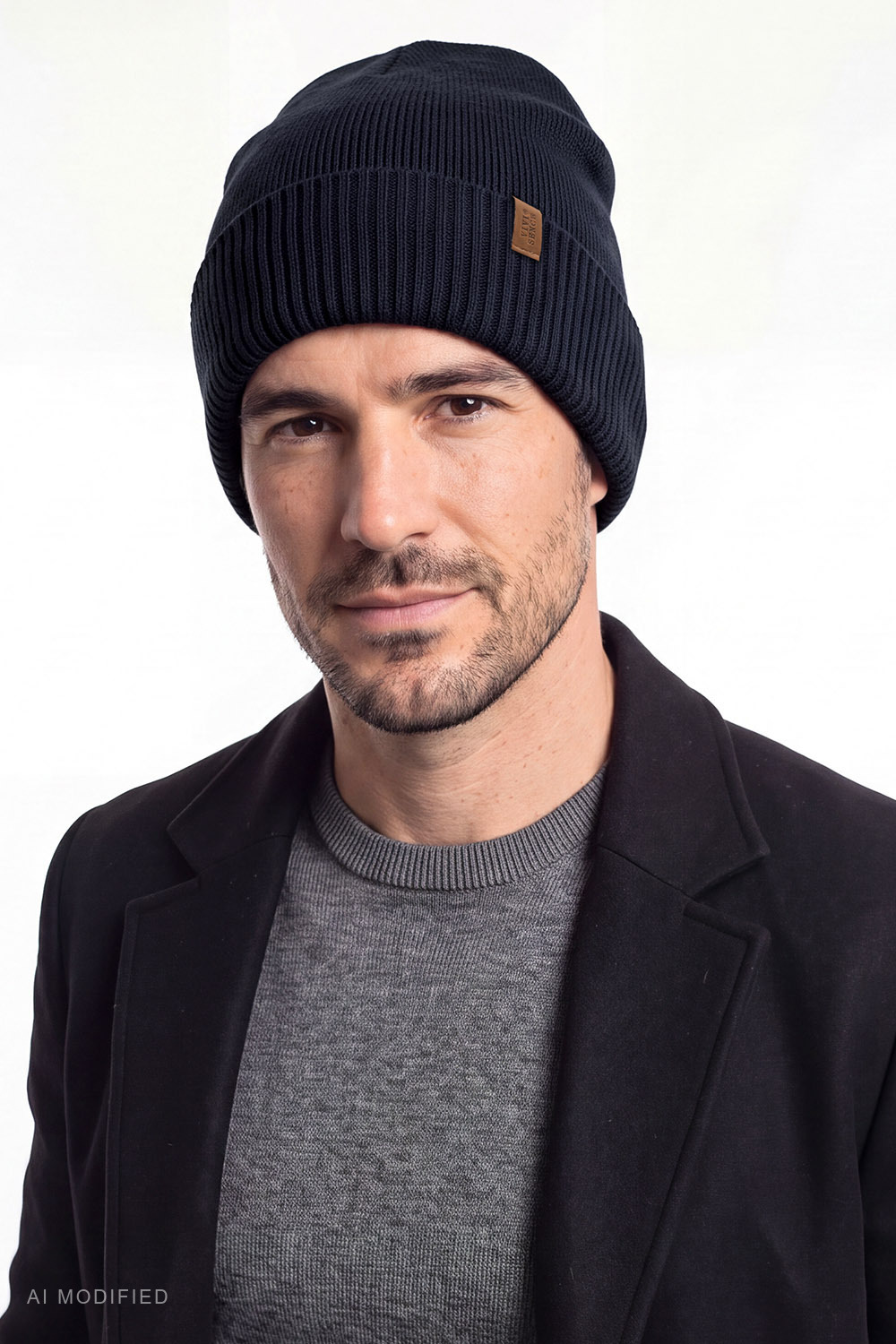 Vivisence bonnet homme laine mérinos chaud ville hiver, bleu foncé